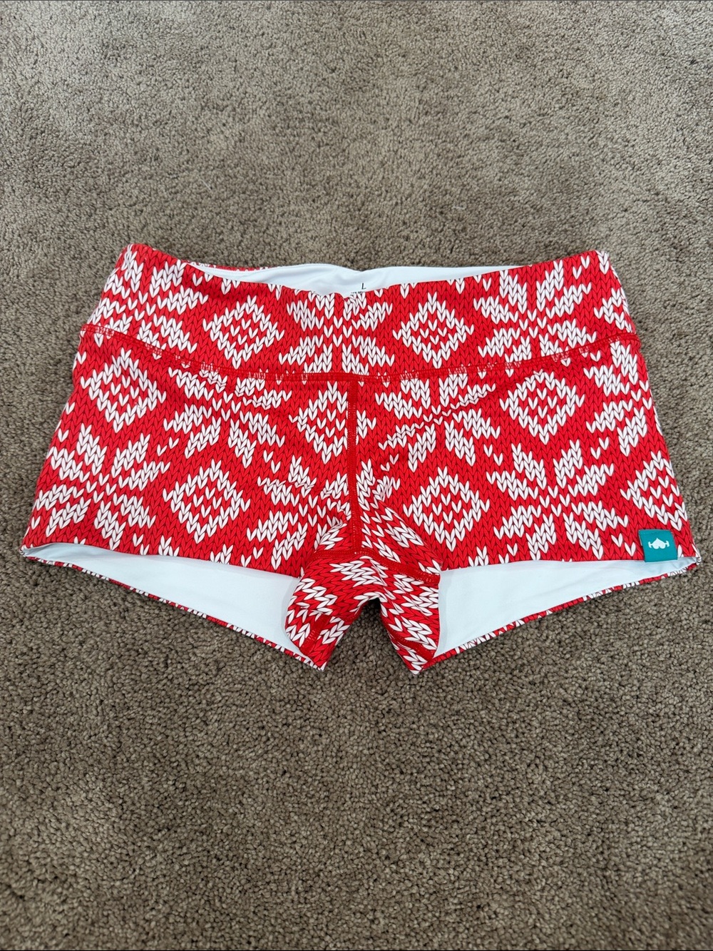 Women’s Red Patterned Bike Shorts
